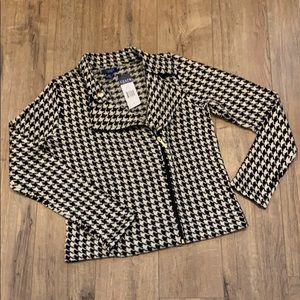 Chaps Houndstooth Asymmetrical Jacket
